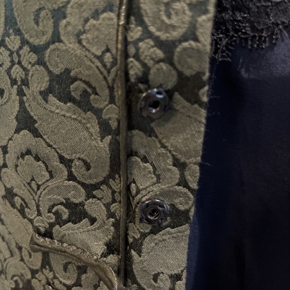 SHANGHAI SOHO Long Brocade Jacket Size Large Green Gorgeous Fabric - Picture 8 of 11